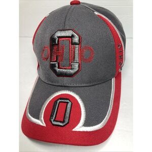 Ohio State Buckeyes Cap Hat Adult Gray Red‎ Adjustable Big "O" Go Bucks!